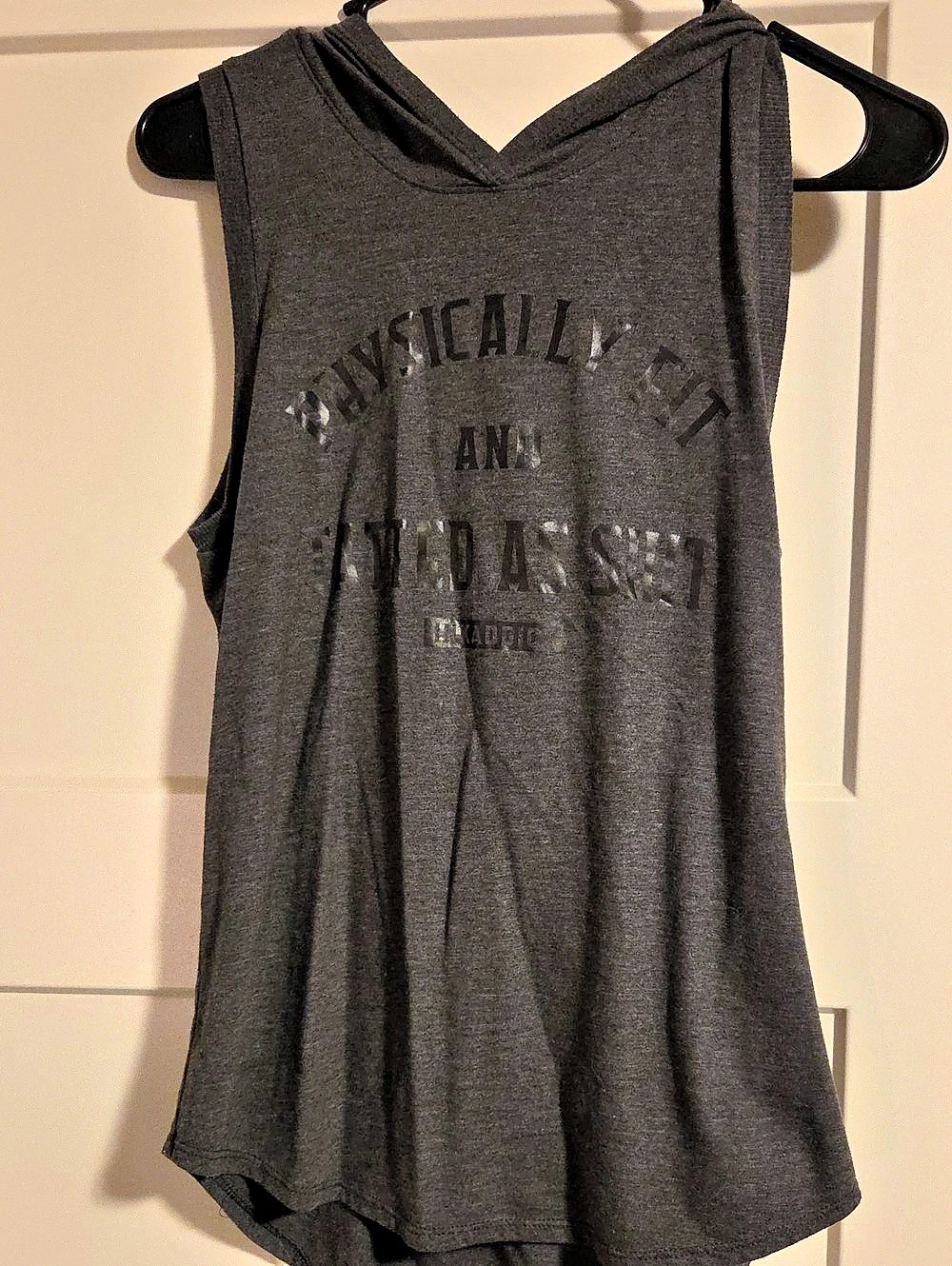 INKADDICT Graphic Hooded Tank Top in Gray Size Medium Like New